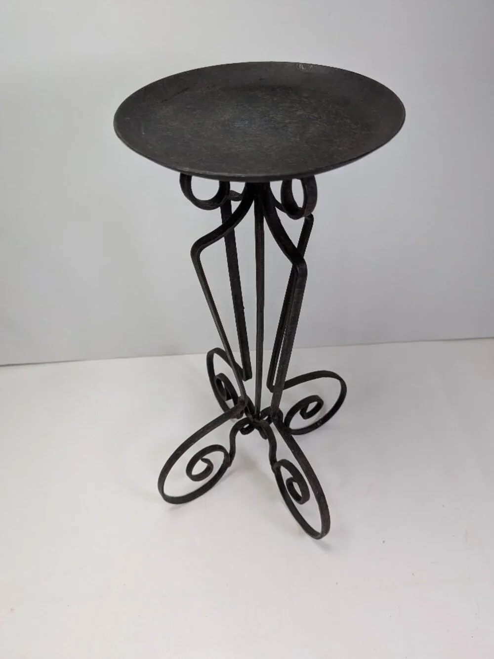 Vintage Wrought Iron Pillar Candle Holder Stand 12